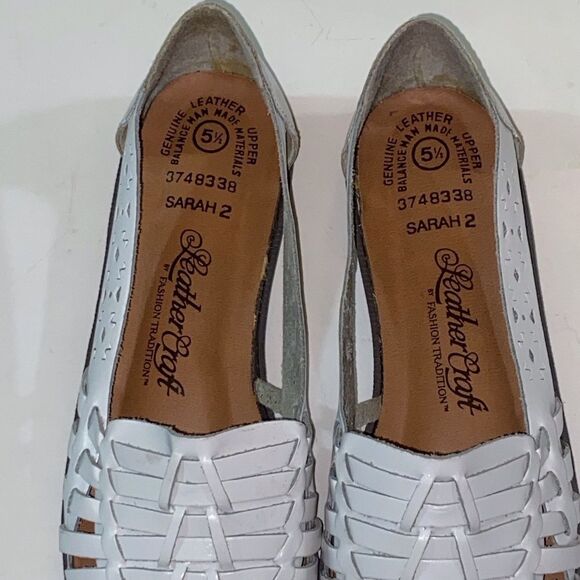 Women's White Leather Shoes - Picture 5 of 11